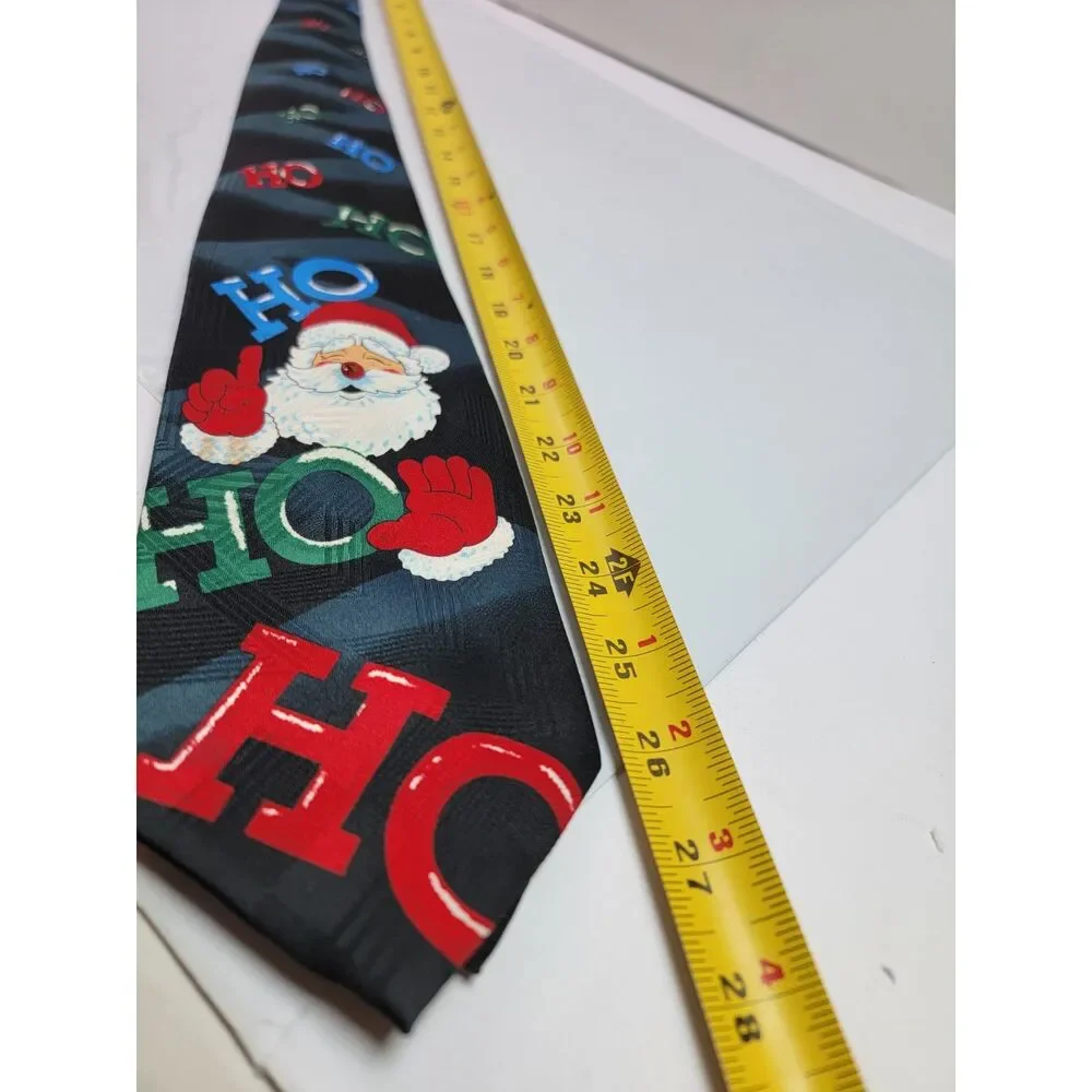 Unbranded Santa Claus Ho Ho Ho Christmas Tie Mens Black Red Novelty Holiday